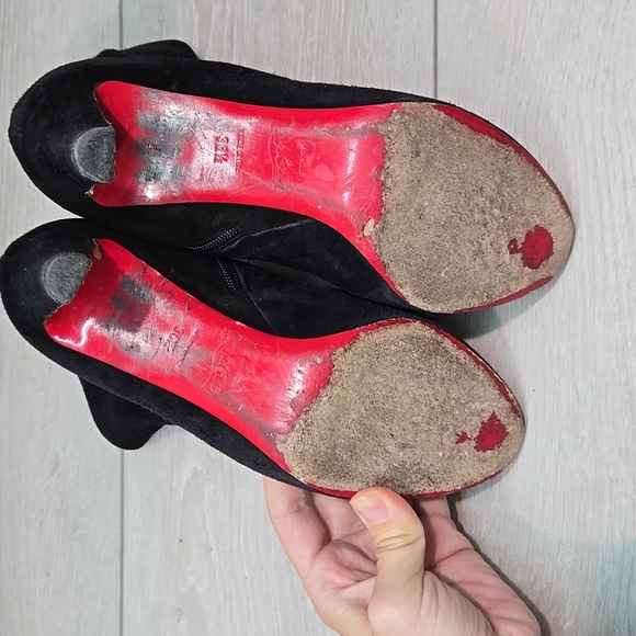 Christian Louboutin Women Black Suede Heeled Boots Shoes Sz 36.5/6.5 - Picture 13 of 16